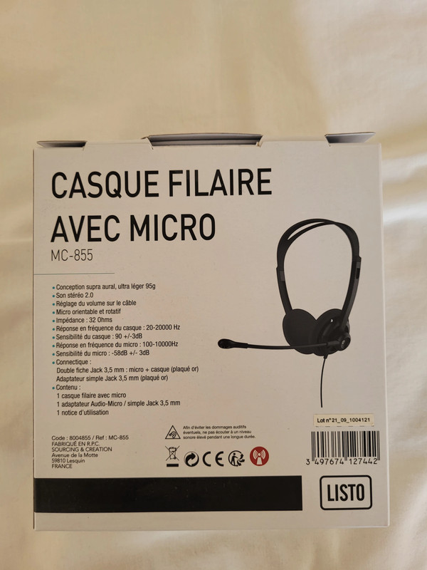 Micro-casque LISTO MC-855