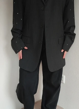 Oversized vintage wool blazer, met de hand gecustomized met strass, merk: Vintage, staat: Heel goed, maat: XL / 42 / 14, € 21,99, € 23,79 inclusief Kopersbescherming Pro