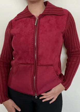 Veste zippée en maille côtelé rouge bordeaux vintage y2k, brand: Vintage, condition: Very good, size: M / 38 / 10, €38.00, €40.60 includes Buyer Protection