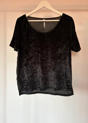 Stradivarius Blouse Negra Terciopelo Velvet Sheer Top L | Y2K Grunge Gótico Oversize | Black, marque: Stradivarius, état: Très bon état, taille: L / 40 / 12, 3,00 €, 3,85 € Protection acheteurs incluse