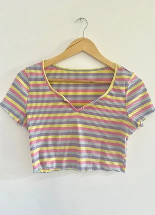 Crop top multicolore pastel 🫶, merk: Shein, staat: Heel goed, maat: L / 40 / 12, € 4,00, € 4,90 inclusief Kopersbescherming