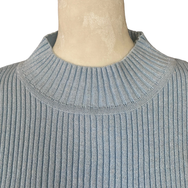 Moonlight Bay women's large light blue stretchy sleeveless sparkle tank sweater 5