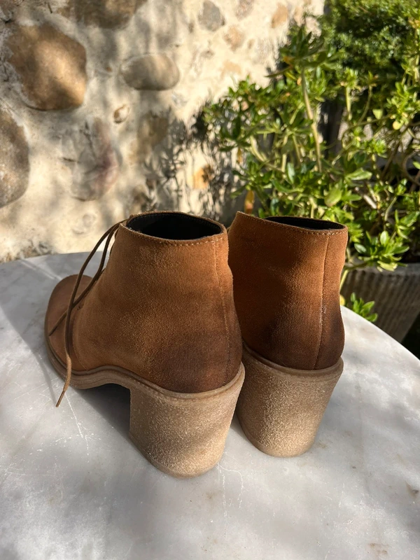 Bata - Bottines en nubuck marron camel style bohème vintage - photo numéro 3