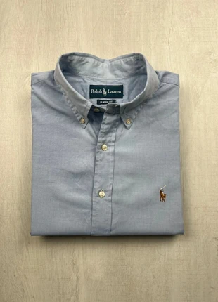 Chemise Ralph Lauren bleu clair manches longues col boutonné coton Oxford logo marron brodé L homme, marque: Ralph Lauren, état: Bon état, taille: L, 35,00 €, 37,45 € Protection acheteurs (Pro) incluse