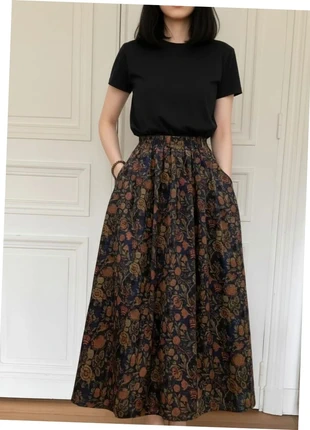 Jupe longue effet noble 100% coton a fleurs 109 taille s femme boheme cottage core, brand: Royalta, condition: Very good, size: S / 36 / 8, €35.90, €38.40 includes Buyer Protection Pro