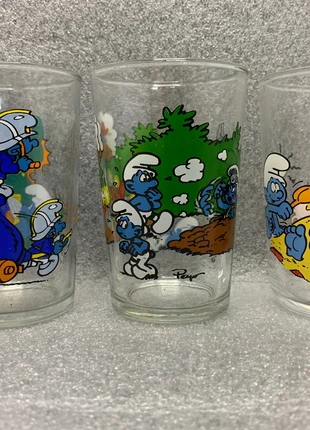 Smurfen mosterd glas - verre - glasses - copo - bicchieri 3X Brand ' new ', merk: The Smurfs, staat: Heel goed, € 9,99, € 11,19 inclusief Kopersbescherming