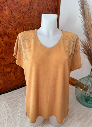 Blouse beige doré à strass – taille 48 grande taille, marque: Boutique Bohéme, état: Neuf sans étiquette, taille: 4XL / 48 / 20, 13,99 €, 15,39 € Protection acheteurs (Pro) incluse