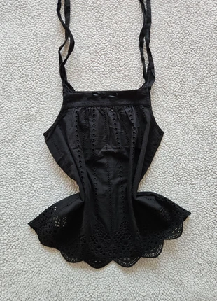 Joli débardeur noir en broderie anglaise à nœud semi-transparent goth / coquette - Taille M/38, brand: COQUETTE, condizioni: Ottime, taglia: M / IT 42 / EU 38, €8.00, €9.10 include la Protezione acquisti