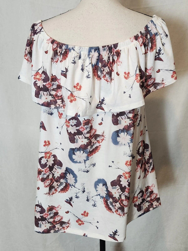 Women'S Floral Blouse Size Xxl White 3