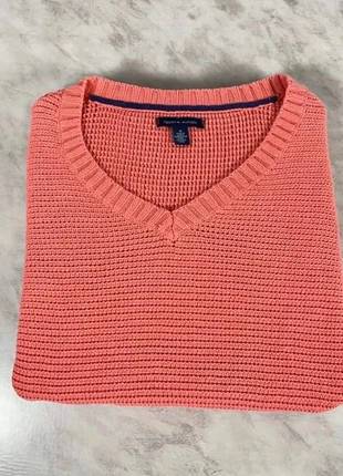 Pull Tommy Hilfiger corail – maille coton texturée col V – taille M femme Code 226N, brand: Tommy Hilfiger, condition: Good, size: M / 38 / 10, €24.00, €25.90 includes Buyer Protection Pro