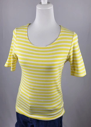 T-shirt Gant femme rayé jaune blanc col rond coton premium casual chic estival taille M, marque: GANT, état: Très bon état, taille: M / 38 / 10, 11,00 €, 12,25 € Protection acheteurs (Pro) incluse