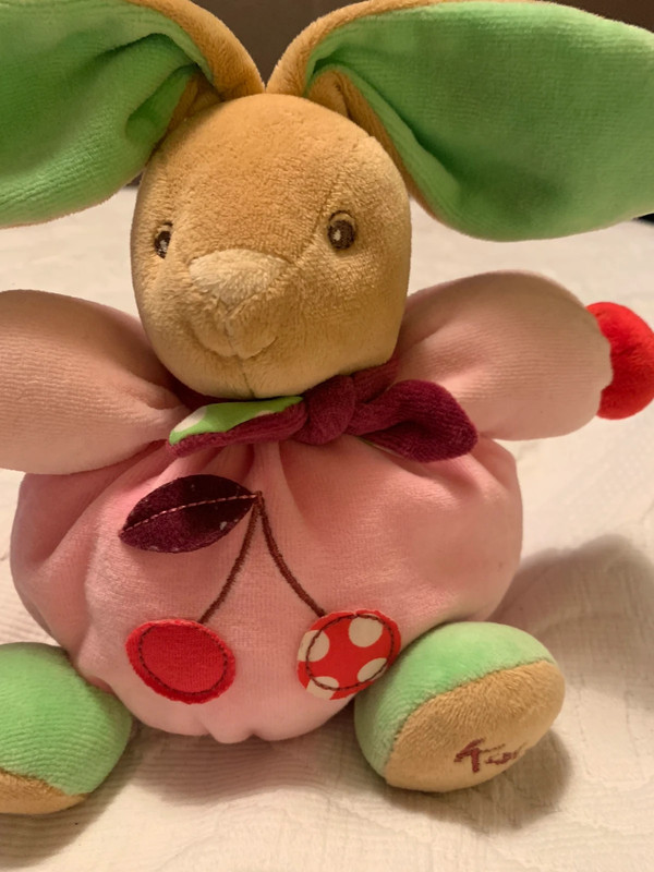 Peluche doudou Lapin Kaloo Colors Lapinou Cerise Rose 18 CM