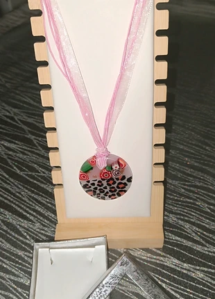 Collier Rose Rond🩷 Pendentif en verre 🩷 Léopard, brand: Vintage Boutique, condition: New with tags, €3.00, €3.85 includes Buyer Protection
