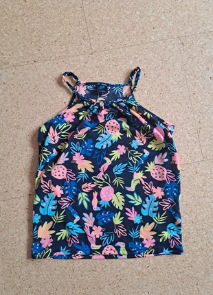 Trägershirt Top bunt Papagei Ananas Blätter 122 kiki&koko Sommer, merk: Kiki & Koko, staat: Heel goed, maat: 7 jaar / 122 cm, € 1,00, € 1,75 inclusief Kopersbescherming