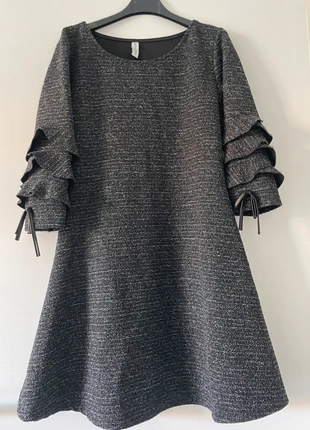 Abito svasato con dettagli in pelle, marque: New Collection, état: Très bon état, taille: S / 36 / 8, 2,90 €, 3,75 € Protection acheteurs incluse