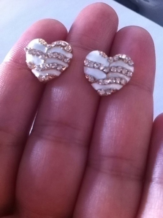 Boucles d'oreilles "white Heart" 15mm (pas d'échange) 4