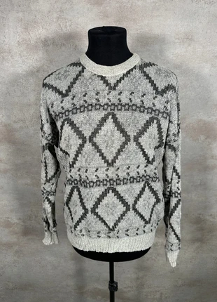 Pull Hiver Ethnic Vintage 80s 90s y2k North Field gris clair damier maille taille L, marca: Vintage Dressing, estado: Muito bom, tamanho: L, €30.00, €32.20 inclui Proteção do Comprador Pro