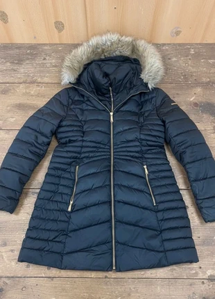 Abrigo Acolchado Negro con Capucha de Pelo Sintético, marque: Laundry, état: Très bon état, taille: L / 40 / 12, 25,00 €, 26,95 € Protection acheteurs incluse