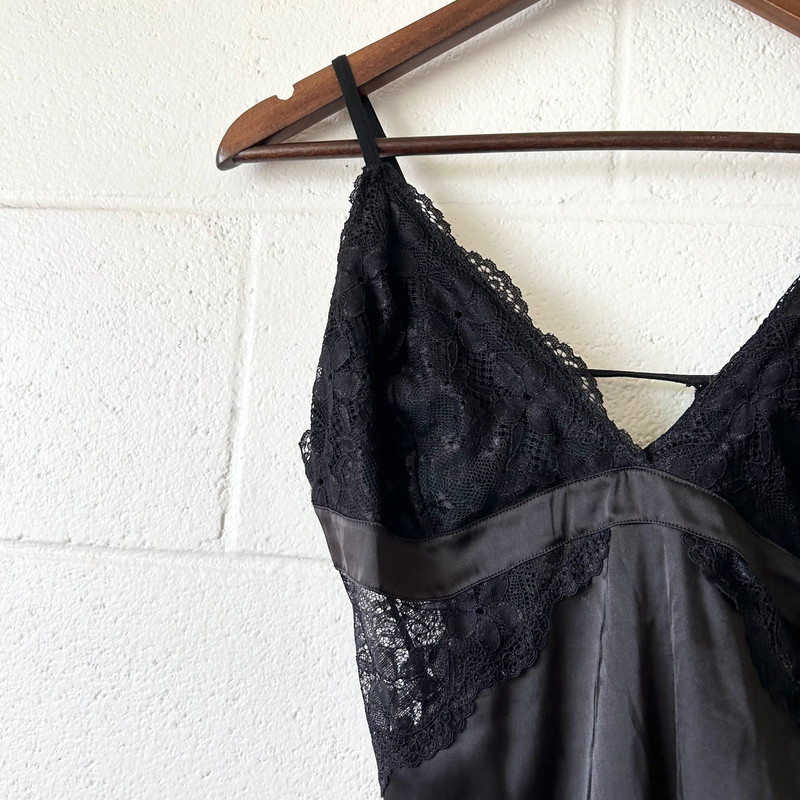 Avidlove Black Floral Lace Satin Open Back Intimates Lingerie Tank Women's XL 2