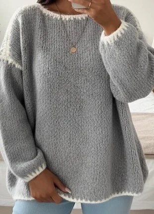 Pull Oversize Gris Chiné à Détails Blancs - Taille S, brand: l’Heure Douce, condizioni: Nuovo con cartellino, taglia: S / IT 40 / EU 36, €45.00, €47.95 include la Protezione acquisti