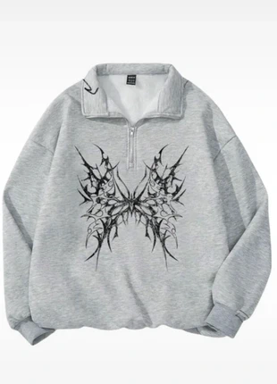 Pull sweat gris avec dessin style gotique, marque: Aesthetic, état: Neuf sans étiquette, taille: S / 36 / 8, 39,99 €, 42,69 € Protection acheteurs incluse