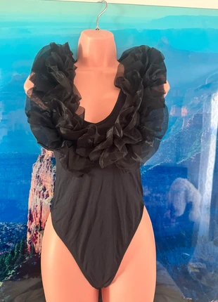 ZARA black ruffle mesh bodysuit – UK M, brand: Zara, condition: Very good, size: M / 10, £10.00, £11.20 includes Buyer Protection