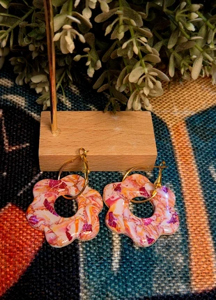 Boucles d’oreilles Fleur – Effet Marbré 🌸, brand: Fait Main, condition: New without tags, €6.00, €7.00 includes Buyer Protection