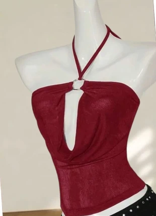 Top dos nu drapé bordeaux effet satiné – style Y2K tendance, marque: Lune Brique, état: Très bon état, taille: M / 38 / 10, 20,90 €, 22,65 € Protection acheteurs incluse