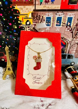 🎄 Collier Botte de Noël – Pendentif rouge pailleté & bonbons – Parfait pour les fêtes, brand: JMS, condition: New with tags, €15.00, €16.45 includes Buyer Protection Pro