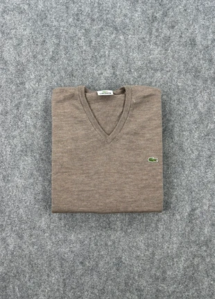 Pull Lacoste vintage marron clair à col V taille L, marque: Lacoste, état: Très bon état, taille: L, 24,00 €, 25,90 € Protection acheteurs (Pro) incluse
