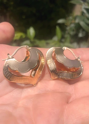 Pendientes corazón dorado bicolor, marca: Local, estado: Nuevo con etiquetas, 6,95 €, 8,00 € Protección al comprador incluida