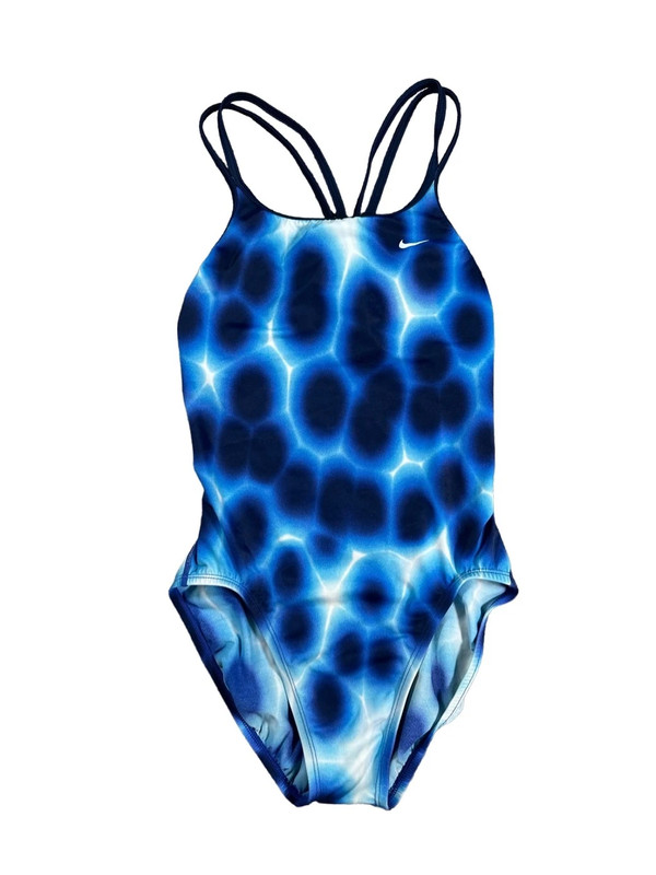 Nike Hydrastrong Cut-Out Poly RacerBack Strappy One Piece Swimsuit Blue Print 8 1