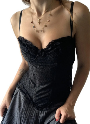 Vintage black lace corset top, marque: Vintage Girl, état: Très bon état, taille: M / 38 / 10, 20,00 €, 21,70 € Protection acheteurs incluse