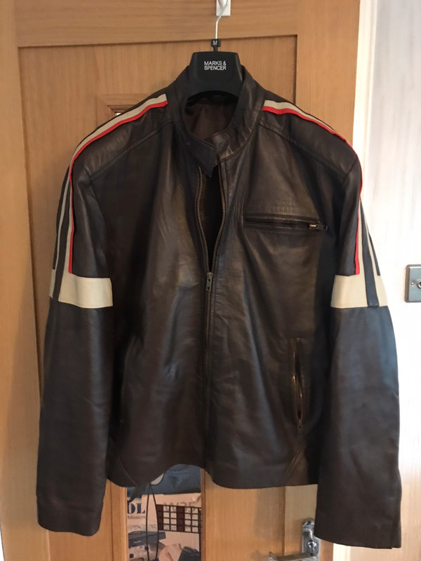Men’s leather biker brown jacket - Vinted