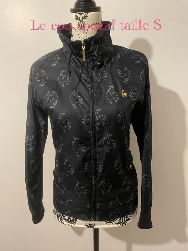 Veste survêtement bleu marine et blanc motifs coq le coq sportif taille S 1