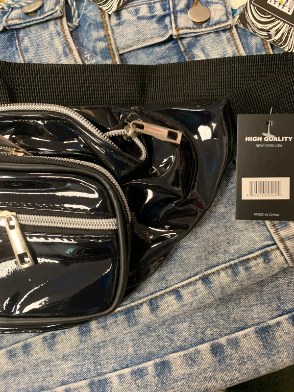 Metallic Black Fanny Pack 2