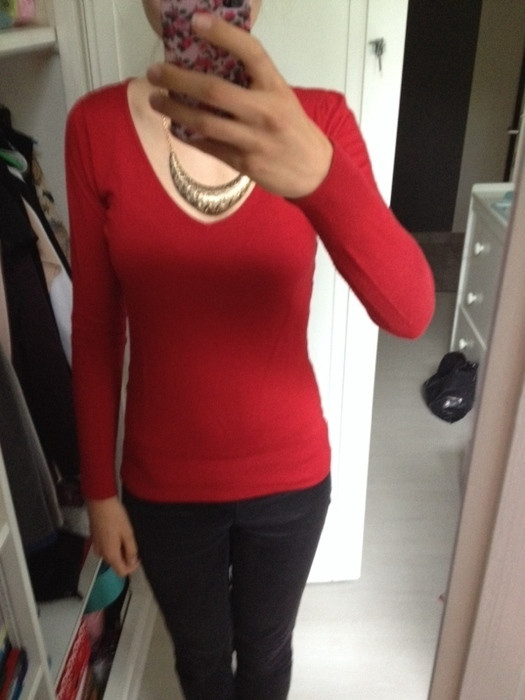 Pull fin basique rouge