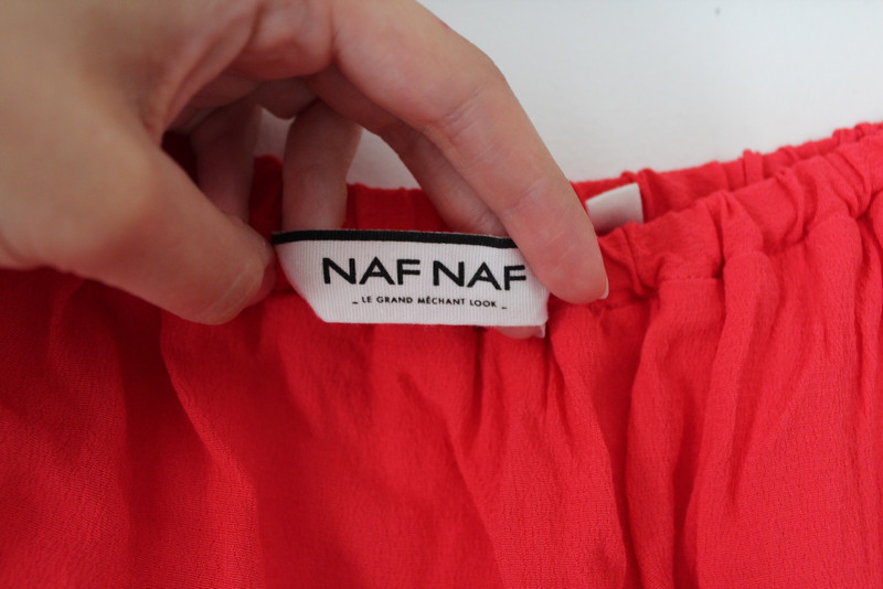 Blouse rouge corail à épaules dénudées NafNaf 3