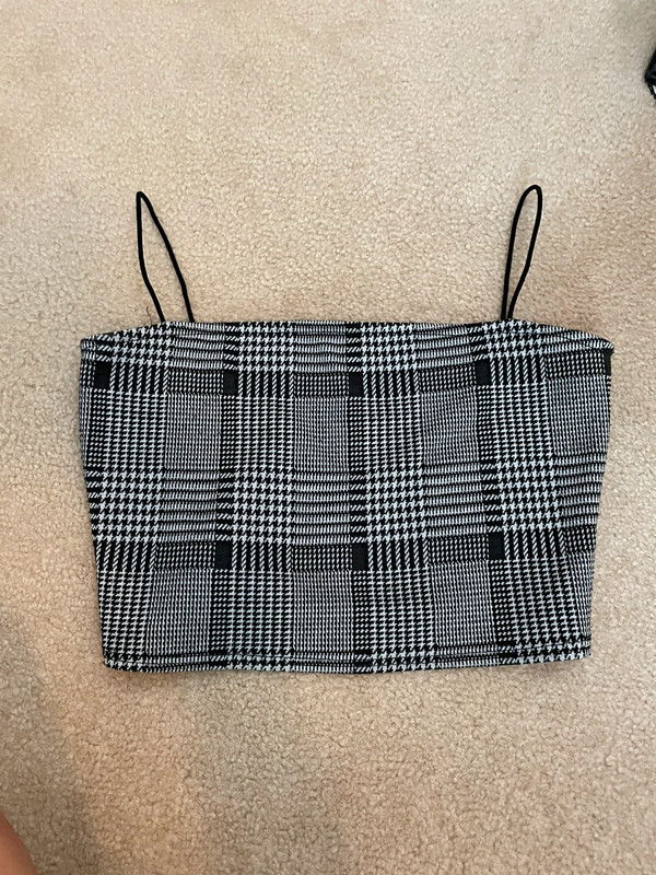 Windsor black and white plaid cropped tank top - medium 1