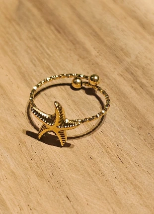 Anel estrela do mar de aço inoxidável, marca: Tendance, estado: Novo com etiquetas, tamanho: Ajustável, €9.50, €10.68 inclui Proteção do Comprador