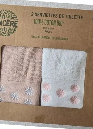 2 serviettes de toilette rose et blanche neuves 50x80 cm modèle Folco Sincere, marque: Sincere, état: Neuf avec étiquette, 9,00 €, 10,15 € Protection acheteurs (Pro) incluse