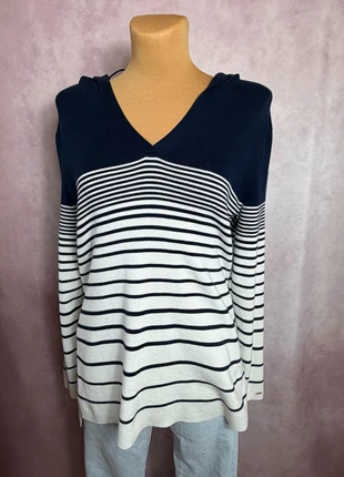 Pull col en V oversize Tommy Hilfiger a rayures et a capuche | Taille XL | pf77, marca: Tommy Hilfiger, estado: Muy bueno, tamaño: XL / 42 / 14, 11,95 €, 13,25 € Protección al comprador Pro incluida