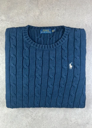 Pull Torsadé Polo Ralph Lauren Bleu Marine XS Col Rond Crewneck Cable Knit Sweater Coton A092, marke: Ralph Lauren, zustand: Sehr gut, größe: XS, 54,99 €, 58,44 € inklusive Vinted-Käuferschutz