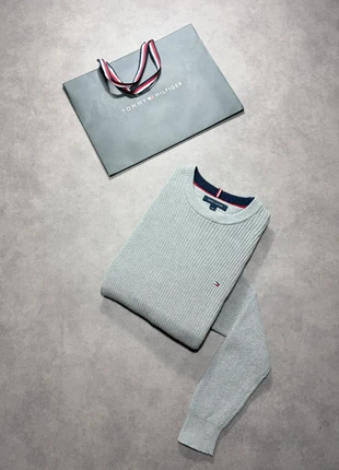 Pull en maille Tommy Hilfiger gris col rond - Logo brodé - 100% coton - Taille L | 2438, marca: Tommy Hilfiger, estado: Muy bueno, tamaño: L, 34,99 €, 37,44 € Protección al comprador Pro incluida