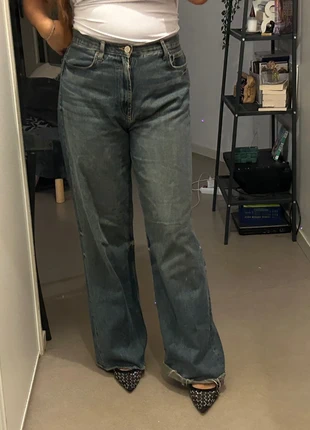 Jean bleu gris zara wide leg taille haute taille 44, marke: Zara, zustand: Gut, größe: XXL / 44 / 16, 15,00 €, 16,45 € inklusive Vinted-Käuferschutz