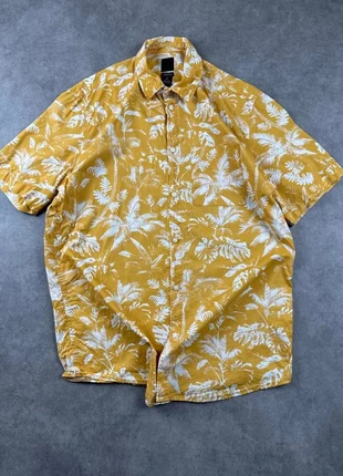 Chemise jaune hawaïenne H&M homme taille M à fleurs coupe regular - CHE0200, marque: H&M, état: Très bon état, taille: M, 6,00 €, 7,00 € Protection acheteurs (Pro) incluse