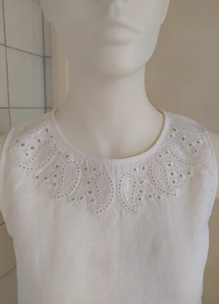 Blusa blanca sin mangas lino bordados Paisley T. XS Zara, marque: Zara Basic, état: Neuf sans étiquette, taille: XS / 34 / 6, 9,00 €, 10,15 € Protection acheteurs incluse