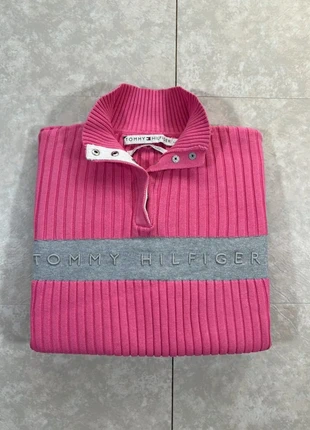 Half zip 1/4 zip à boutons manches longues Tommy Hilfiger logo brodé rose/gris femme L, marke: Tommy Hilfiger, zustand: Sehr gut, größe: L / 40 / 12, 21,50 €, 23,28 € beinhaltet Vinted-Käuferschutz Pro