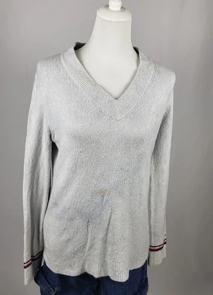 Pull Tommy Hilfiger femme M gris col V manches longues détail rayé poignet, brand: Tommy Hilfiger, condition: Good, size: M / 38 / 10, €5.00, €5.95 includes Buyer Protection Pro