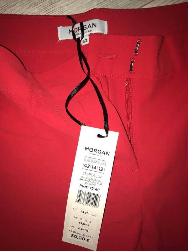 Pantalon rouge bande blanche Morgan neuf  2